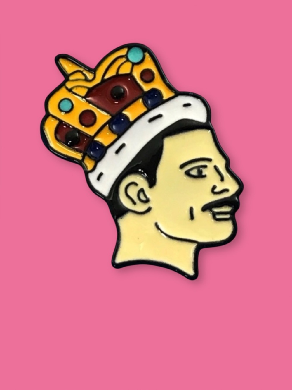 Freddie Mercury Queen Crown Enamel Pin Rock Music NEW Gift